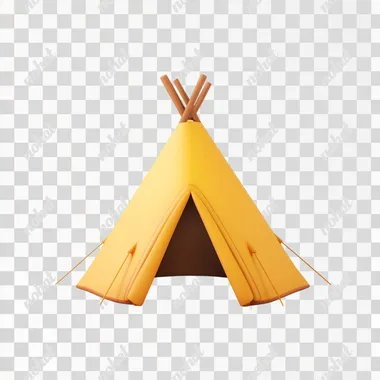 Tent 3D icon, simple design, white background, 2D illustration style, cartoon cute, high resolution