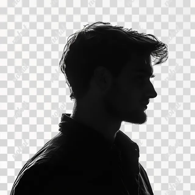 PNG 30-Year-Old Russian Man Silhouette in Black and White Profile Photo