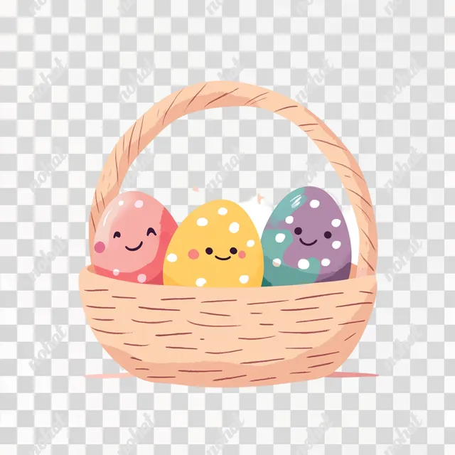 Charming Easter Basket with Polka Dot Eggs: A Delightful Illustration