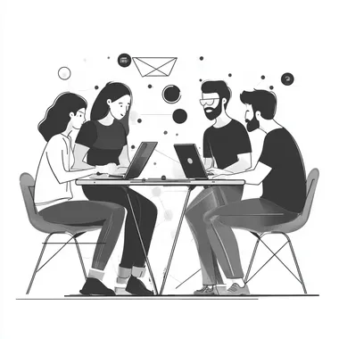 vector greyscale line art image symbolising collaboration with users