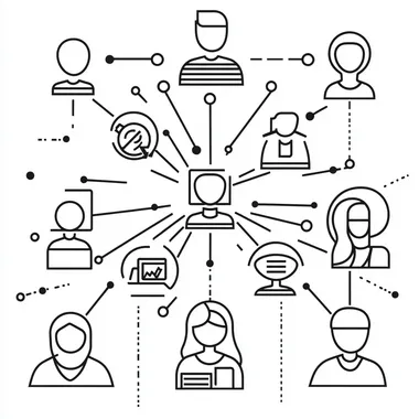 vector greyscale line art image symbolising collaboration with users