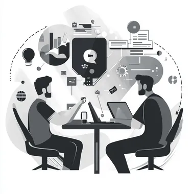 vector greyscale line art image symbolising collaboration with users