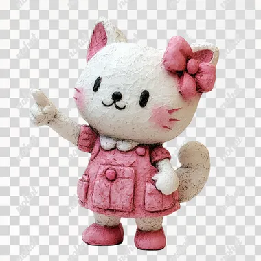 Hello Kitty looking to her left and pointing, white background