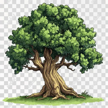 cartoon large tree with large tree trunk, family tree with branches no leaves