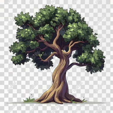 cartoon large tree with large tree trunk, family tree with branches no leaves