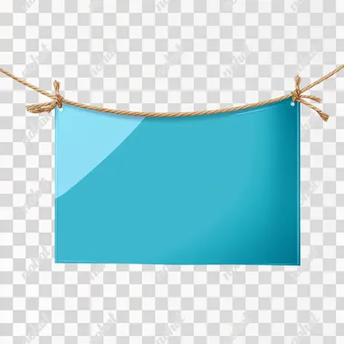 blank blue banner that hangs from a string on a clear png