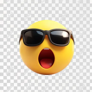 classic surprise emoji with sunglass down. ios emoji style. 3d minimalist. white background.