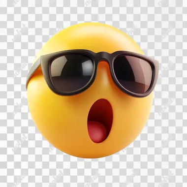classic surprise emoji with sunglass down. ios emoji style. 3d minimalist. white background.