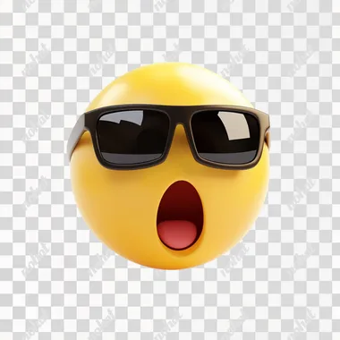 classic surprise emoji with sunglass down. ios emoji style. 3d minimalist. white background.