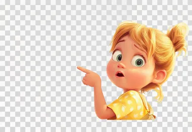 Illustrations for children,Baby pointing and explaining,background is white,pixar