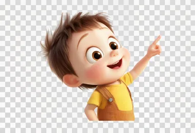 Illustrations for children,Baby pointing and explaining,background is white,pixar
