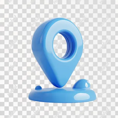 3d render of blue location icon, pixar animation sytle, white background