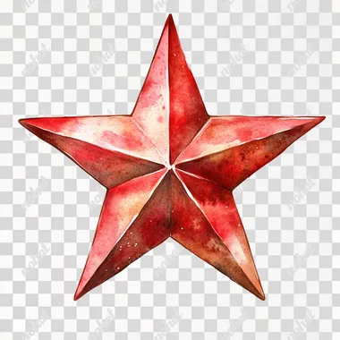 the image of a beautiful red star, high detail, hyperrealism, watercolor style. white background