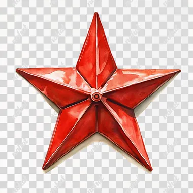 the image of a beautiful red star, high detail, hyperrealism, watercolor style. white background