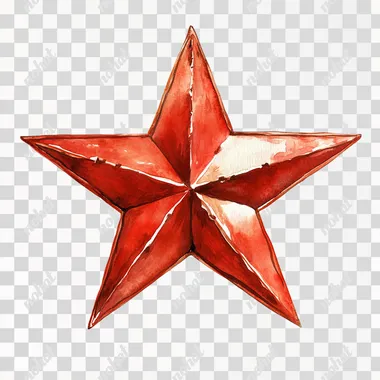 the image of a beautiful red star, high detail, hyperrealism, watercolor style. white background