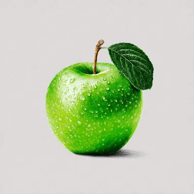 Green apple, drawing, green, vector, illustration, minimalism, minimum details, white background --raw rofile umj6dww