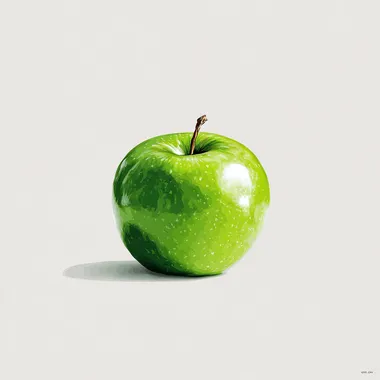 Green apple, drawing, green, vector, illustration, minimalism, minimum details, white background --raw rofile umj6dww