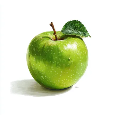Green apple, drawing, green, vector, illustration, minimalism, minimum details, white background --raw rofile umj6dww
