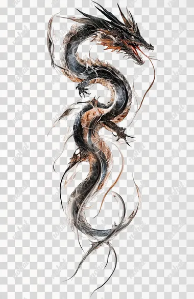 4k, hyper realistic amphithere dragon twisting vertically, elongated body, full dragon, on a plane white background