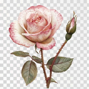 photo realistic rose, not fully bloomed, white background