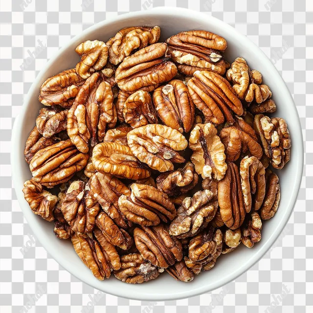 PNG Pecans and Walnuts in a White Bowl for Stylish Kitchen Decor