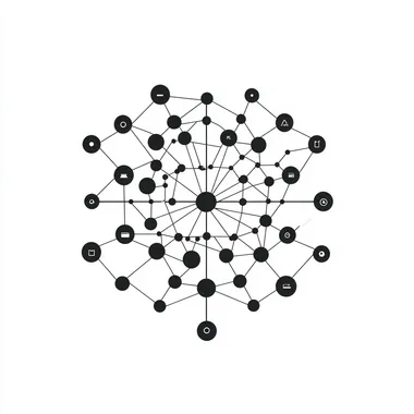 logo design, simple network graph, 2d, flat vector, black and white --s 50