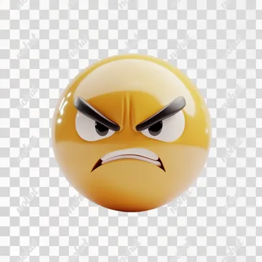 3d cute angry emoji in white background, sample blender