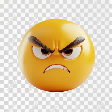 3d cute angry emoji in white background, sample blender