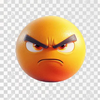 3d cute angry emoji in white background, sample blender