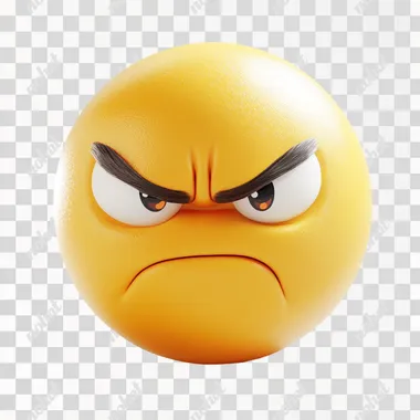 3d cute angry emoji in white background, sample blender