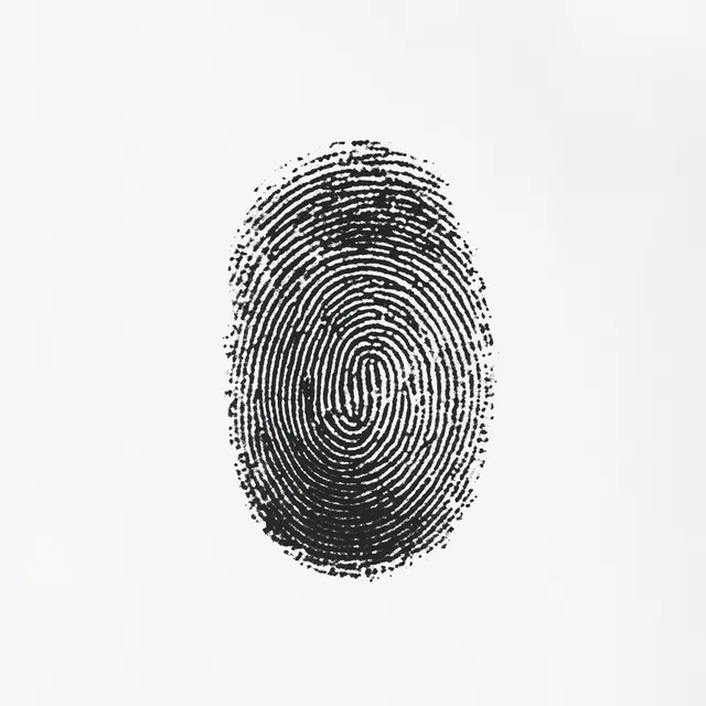 Realistic Black and White Fingerprint on White Background for Forensics