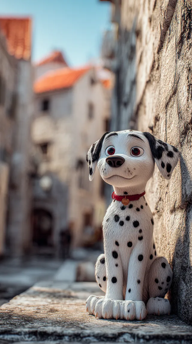 Adorable Dalmatian Against Dubrovnik's Ancient Walls