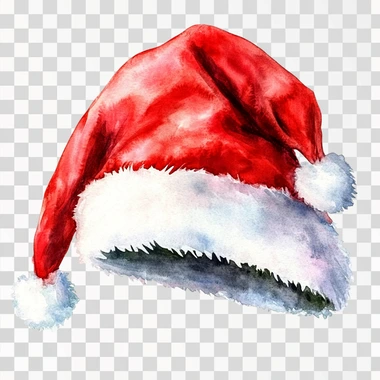 red santa hat watercolour isolated on a white background