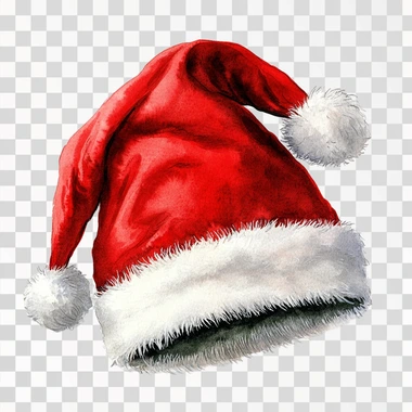 red santa hat watercolour isolated on a white background