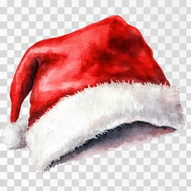 red santa hat watercolour isolated on a white background