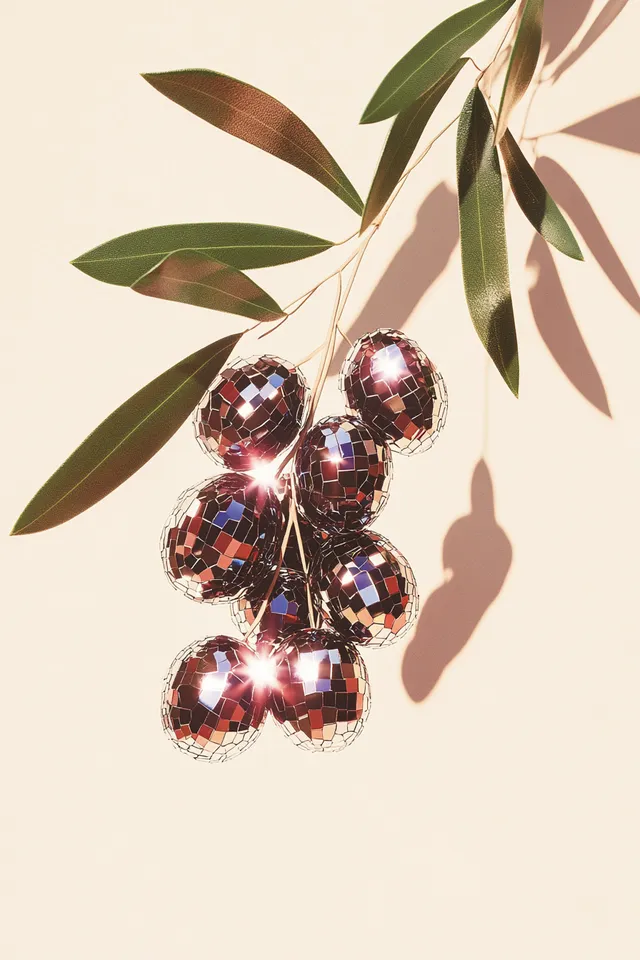 Mirror Mosaic Olives: A Hyperrealistic Nature Display