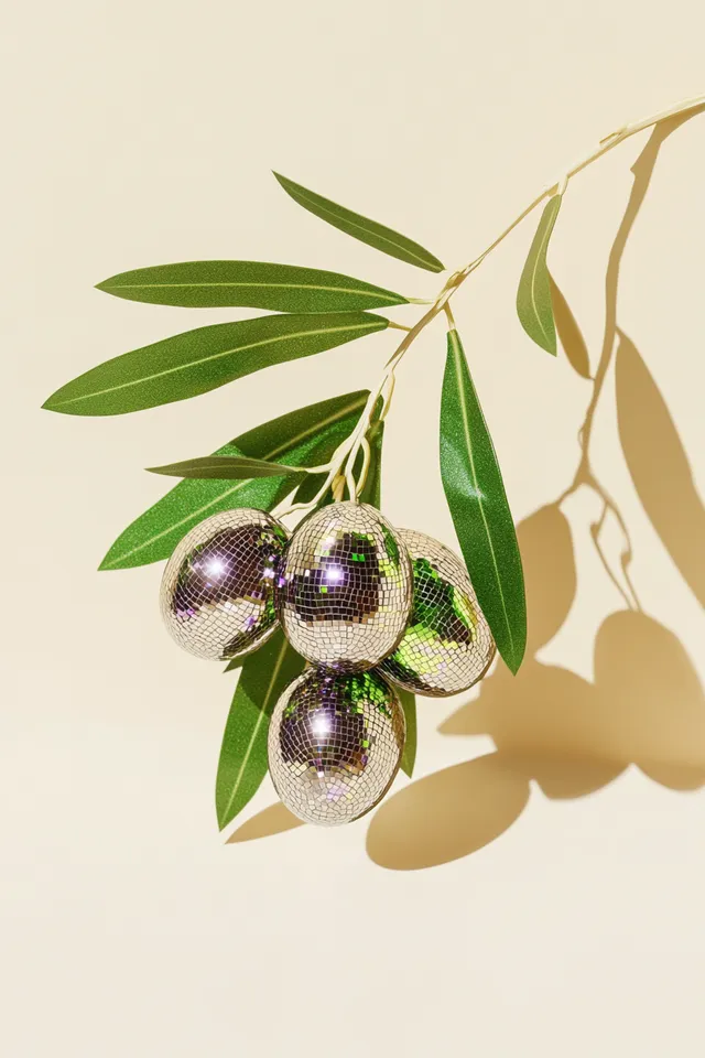 Disco Olives: A Hyperrealistic Mosaic Still Life