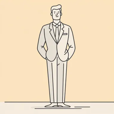 Salesman illustration, full body, flat design, outline