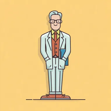 Salesman illustration, full body, flat design, outline