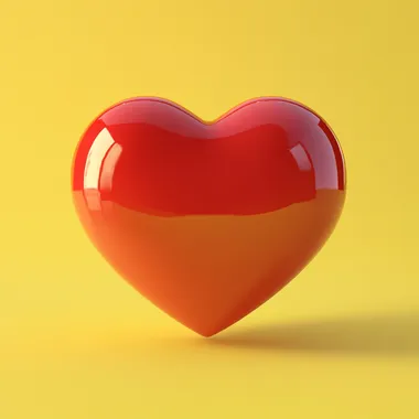 cute,brender,3d,simple red heart,background is yellow