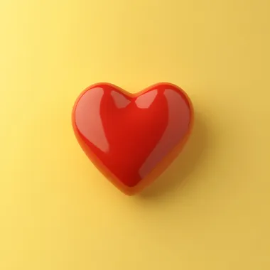 cute,brender,3d,simple red heart,background is yellow