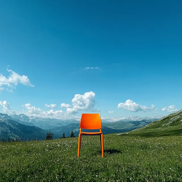 Stylish Orange Chair in an Alpine Meadow