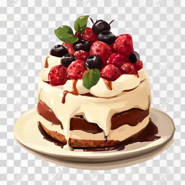 dessert , cartoon style , white background