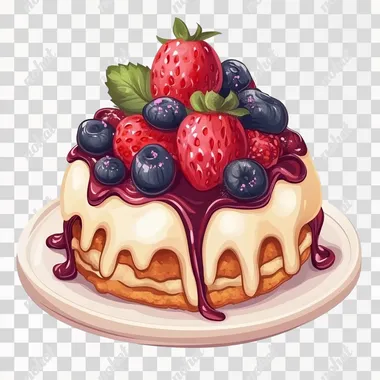 dessert , cartoon style , white background