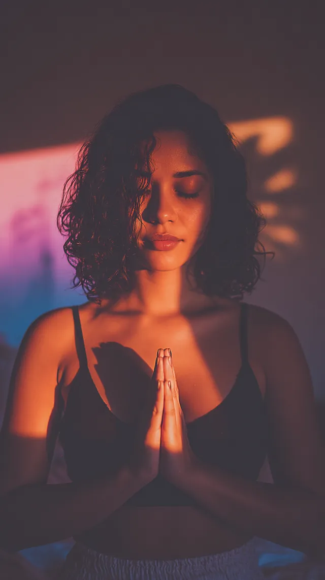 Meditative Woman Practicing Positive Affirmation