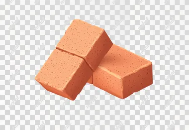 Two bricks in a vector style, isolated on a white background. A 3D rendering illustration of two red clay building blocks, in a flat lay arrangement. Vector Illustration, Isolated object, with a transparent background.