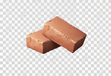 Two bricks in a vector style, isolated on a white background. A 3D rendering illustration of two red clay building blocks, in a flat lay arrangement. Vector Illustration, Isolated object, with a transparent background.