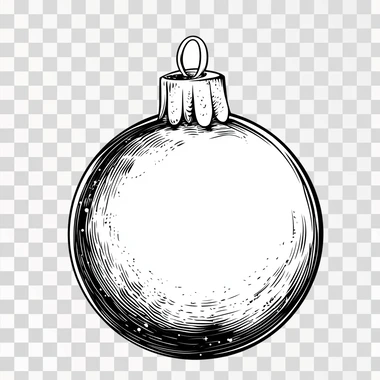 simple drawing on a white background like a logo where there are only lines and no solid color of a 2d Christmas ball like Adobe Illustrator