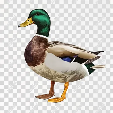 mallard duck, illustration, isolated white background