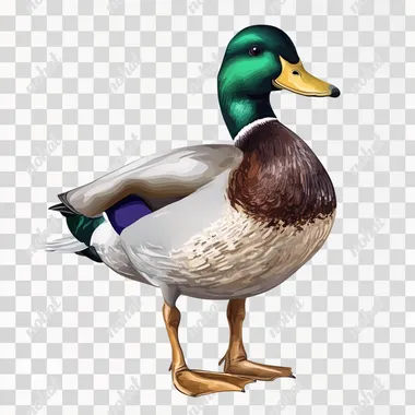 mallard duck, illustration, isolated white background
